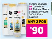 Pantene Shampoo Or Conditioner Or 3 Minute Miracle Conditioner 400ml, 360ml, 200ml Assorted-For 2