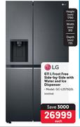 LG 611L Frost Free Side By Side With Water & Ice Dispenser GC-L2575SQSL