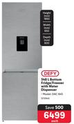 Defy 348L Bottom Fridge/Freezer With Water Dispenser DAC 645