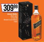 Johnnie Walker Black Label 12 Year Old Blended Scotch Whisky-750ml