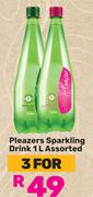 Pleazers Sparkling Drink Assorted-For 3 x 1L