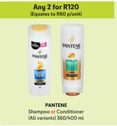 Pantene Shampoo Or Conditioner (All Variants)-For Any 2 x 360/400ml