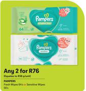 Pampers Fresh Wipes 64's Or Sensitive Wipes 56's-For Any 2