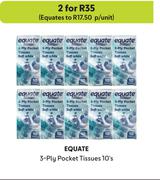 Equate 3 Ply Pocket Tissue-For 2 x 10's
