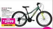 Raleigh 24" Or 26" Mirage 21 Speed Mountain Bike-Each