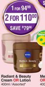Nivea Radiant & Beauty Cream Or Lotion Assorted-400ml