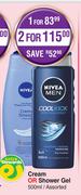 Nivea Cream Or Shower Gel Assorted-For 2 x 500ml