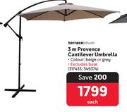 Terrace Leisure 3m Provence Cantilever Umbrella