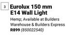 Eurolux 150mm E14 Wall Light