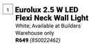 Eurolux 2.5W LED Flexi Neck Wall Light White