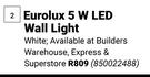 Eurolux 5W LED Wall Light White