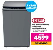 Defy Manhattan Grey Top Loader Washing Machine-8Kg