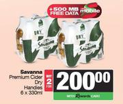Savanna Premium Cider Dry Handies-For 2 x 6 x 330ml