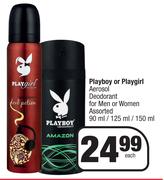 Playboy Or Playgirl Aerosol Deodorant For Men Or Women Assorted-90ml/125ml/150ml Each