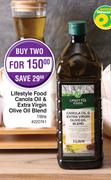 Lifestyle Food Canola Oil & Extra Virgin Olive Oil Blend-For 2 x 1Ltr
