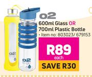 O2 600ml Glass Or 700ml Plastic Bottle-Each