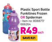 Plastic Sport Bottle Funkilines Frozen Or Spiderman-Each