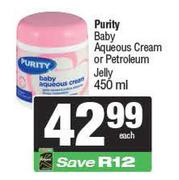 Purity Baby Aqueous Cream Or Petroleum Jelly-450ml Each