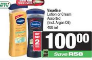 Vaseline Lotion Or Cream Assorted-For 2 x 400ml