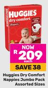 Huggies Dry Comfort Nappies Jumbo Pack Assorted Sizes-Each