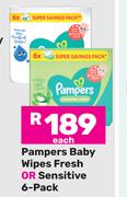 Pampers Baby Wipes Fresh Or Sensitive 6 Pack-Each