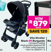 Little One Vito Stroller Black Or Burgundy-Each