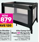 Little One Vito Camp Cor Black Or Burgundy-Each