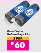 Great Value Refuse Bags-For 2 x 20s