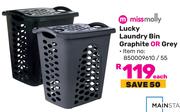 Miss Mlly Lucky Laundry Bin Graphite Or Grey-Each
