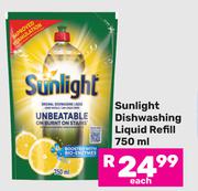 Sunlight Dishwashing Liquid Refill-750ml Each