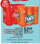 Coca-Cola,Fanta,Lemon Twist,Creme Soda,Sprite,Stoney,Spar Berry,Iron Brew Assorted-6x330ml,6x300ml 