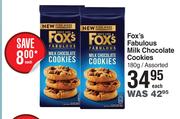 Fox's Fabulous Milk Chocolate Cookies Assorted-180g Each