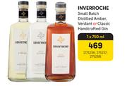 Inverroche Small Batch Distilled Amber, Verdant Or Classic Hand Crafted Gin-750ml Each