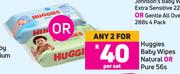 Huggies Baby Wipes (Natural Or Pure)-For Any 2 x 56 Per Set