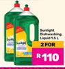 Sunlight Dishwashing Liquid-For 2 x 1.5L