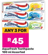 Aquafresh Toothpaste Assorted-For Any 3 x 100ml