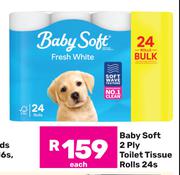 Baby Soft 2 Ply Toilet Tissue Rolls-24s