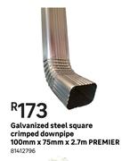 Premier Galvanized Steel Square Crimped Downpipe 100 mm x 75 mm x 2.7 m
