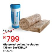 Knauf Glasswool Ceiling Insulation 135mm 9 Sqm