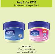 Vaseline Petroleum Jelly (All Variants)-For Any 2 x 450ml