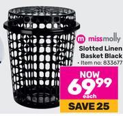 Miss Molly Slotted Linen Basket (Black)