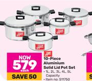 Hart 10-Piece Aluminium Solid Lid Pot Set-Each