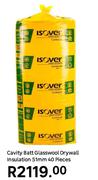 Isover 51mm 40 Pieces Cavity Batt Glasswool Drywall