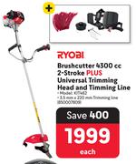 Ryobi Brush Cutter 4300cc 2 Stroke Plus Universal Trimming Head & Trimming Line KIT462-Each