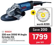 Bosch 230mm 2000W Angle Grinder Kit GWS 2000-Per Kit