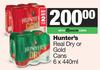 Hunter's Real Dry Or Gold Cans-For Any 2 x 6 x 440ml