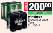 Windhoek Draught Or Lager Cans-For Any 2 x 6 x 500ml