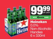 Heineken 0.0% Non-Alcoholic Handies-6 x 330ml Per Pack