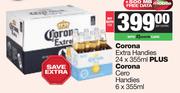 Corona Extra Handies 24 x 355ml Plus Corona Cero Handies 6 x 355ml-For Both Per Combo