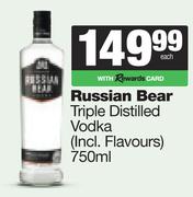Russian Bear Triple Distilled Vodka (Incl Flavours)-750ml